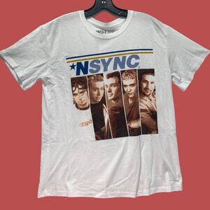 NSYNC - Men's Adult Short Sleeves T-Shirt - Graphic Tee - White - Large